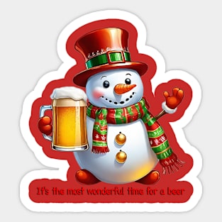 SNOWMAN AND BEER Sticker